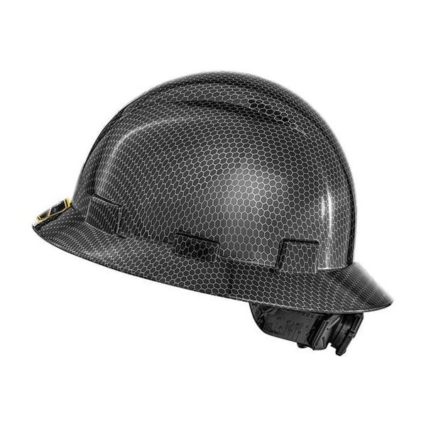 Protectx Full Brim Hard Hat, HDPE Fiber, 6 Point Adjustable suspension and ratchet, Black HH-PE-08BK -SF-01 - main